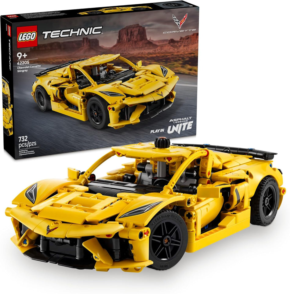 LEGO Technic Chevrolet Corvette Stingray Toy Car - Building Toy Set for Kids, Boys and Girls, Ages 9+ - Model Car Kit for Display - Gift Idea for Birthday - 42205 (732 Pieces)