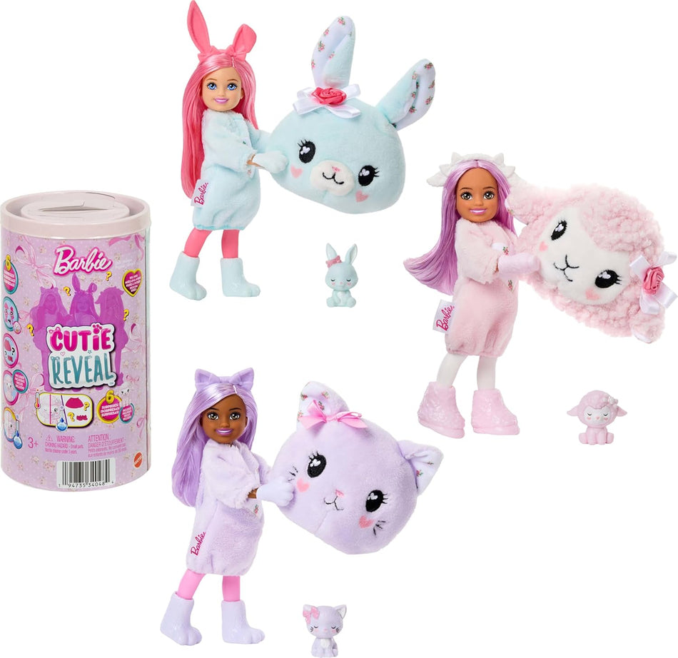 Mattel Barbie Cutie Reveal Cuddly Series Chelsea Doll Assortment (JMW63) – 6 Surprises