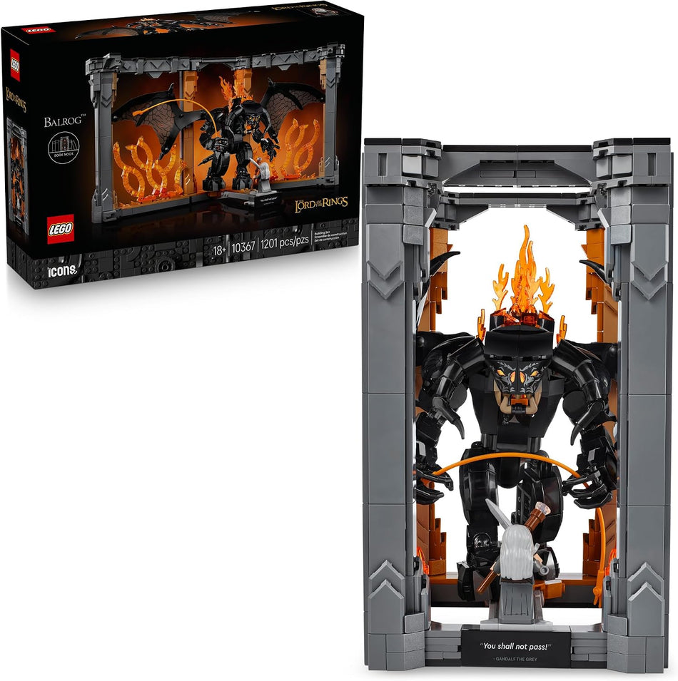 LEGO Icons The Lord of The Rings: BALROG™ Book Nook Kit - DIY Craft Building Set for Adults, 18+ - Collectible Gandalf Minifigure - Gift Idea for Birthdays - Home or Room Decor - 10367 (1,201 Pieces)