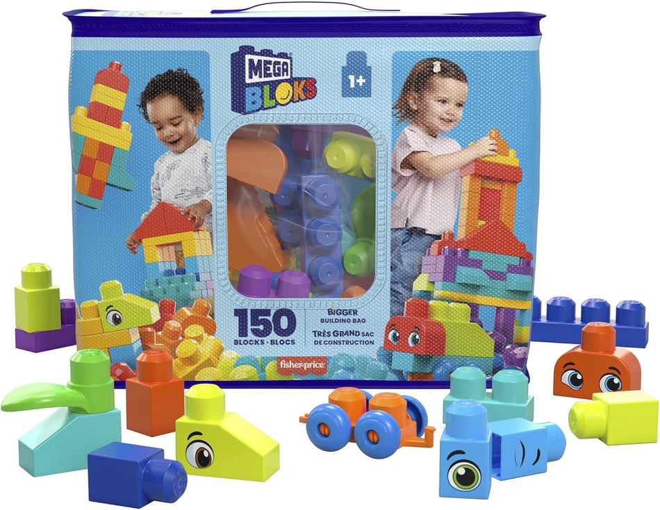 Fisher-Price Mega Bloks Bigger Building Bag Toddler Toy Set (HHM96) – 150 Pieces