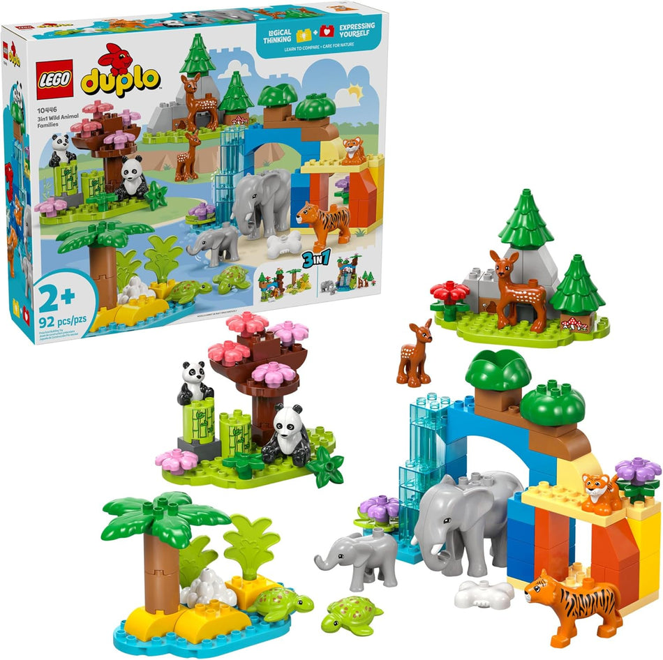 LEGO 10446 DUPLO Town 3 in 1 Wild Animal Families Building Toy Playset