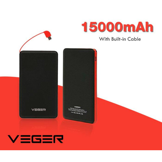 Veger V58 15000mAh Ultra-Slim Power Bank | Lightweight Portable Charger & Intelligent Safe Charging for iOS & Android