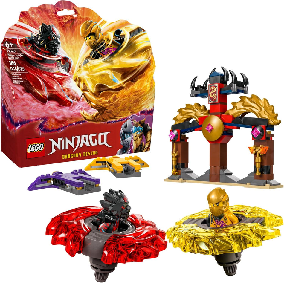 LEGO NINJAGO Dragon Spinjitzu Battle Pack - Spinning Blade Building Toy for Kids, Boys and Girls, Ages 6+ - with 2 Minifigures - Gift Idea for Birthdays - 71826 (186 Pieces)