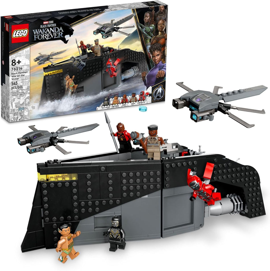 LEGO 76214 Marvel Black Panther: War on The Water, 76214 Wakanda Forever Buildable Boat Toy for Kids with 2 Drones, Avengers