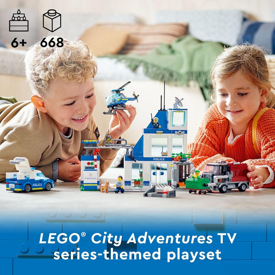 LEGO City Police Station with Van, Garbage Truck & Helicopter Building Toy Set - Super Hero Action Playset for Kids, Boys & Girls Ages 6+ with 5 Minifigures and Dog Figure - 60316 (668 Pieces)