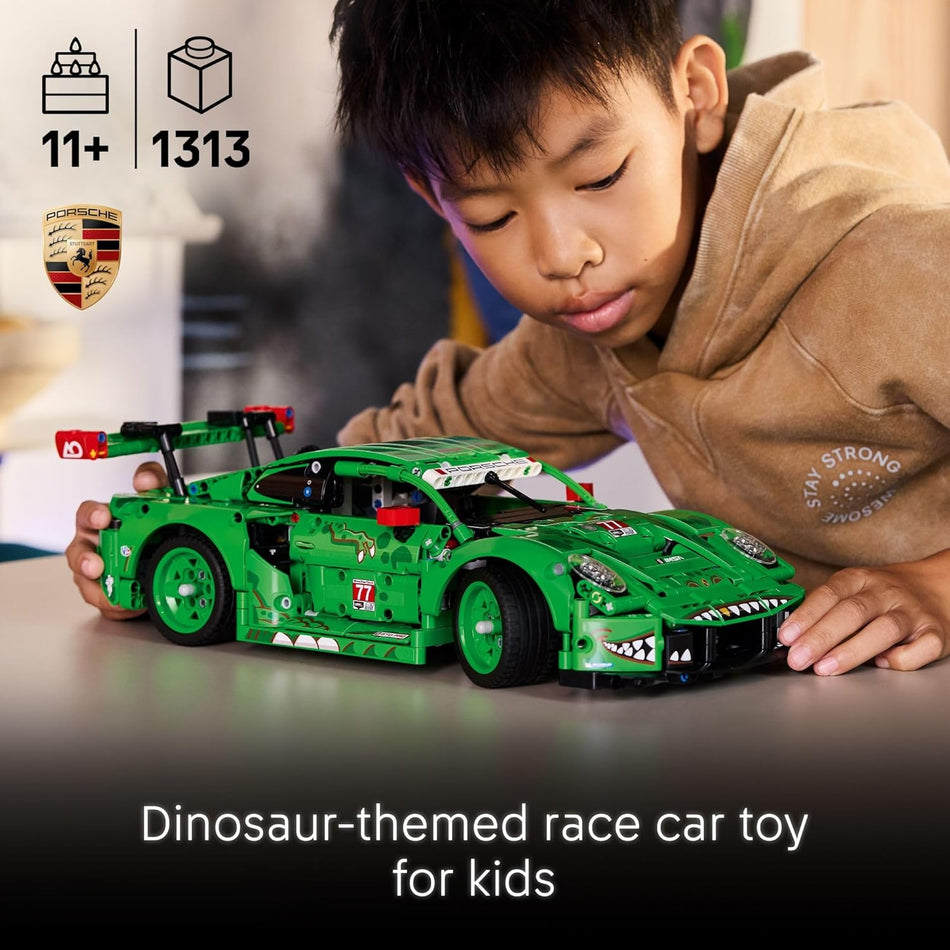 LEGO Technic Porsche 911 GT3 R Rexy AO Racing Car Building Toy for Boys & Girls - Car Toy W/Realistic Steering & 6-Cylinder Engine for Kids & Auto Fans, Ages 11+ - Gift Idea for Birthdays - 42224 (1,313 Pieces)