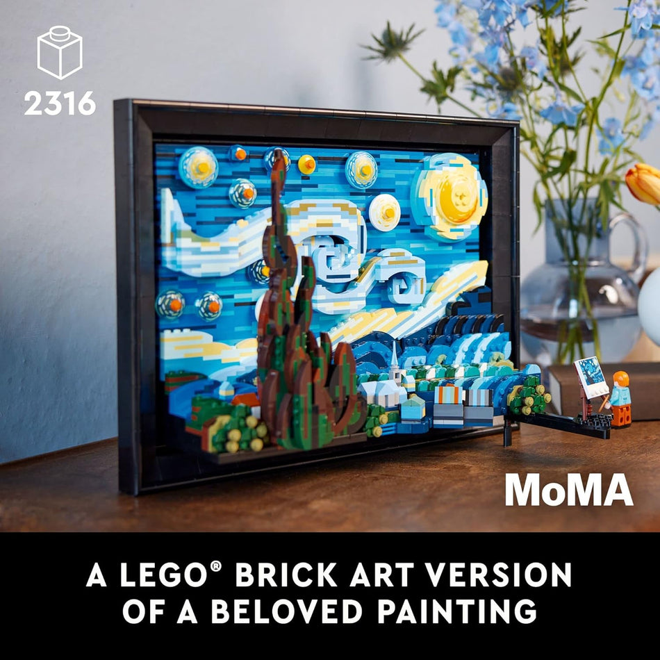 LEGO Ideas Vincent van Gogh - The Starry Night Building Set for Adults - 3D Wall Art Decor Model Kit for Men & Women, Ages 18+ - Collectible Museum Gift Idea - 21333 (2,316 Pieces)