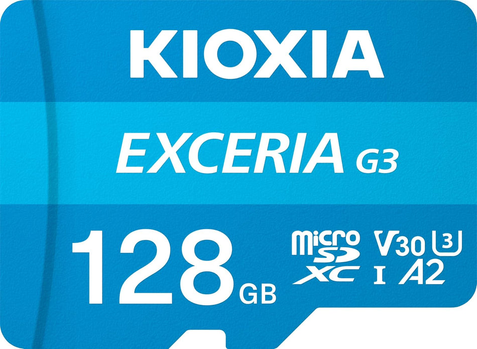 Kioxia (LMEX3L128GG2) Exceria G3 128GB MicroSDXC Memory Card | High-Speed UHS-I U3 V30 4K UltraHD Compatible Flash Drive with Read Speeds Up to 160MB/s & Write Speeds Up to 50MB/s
