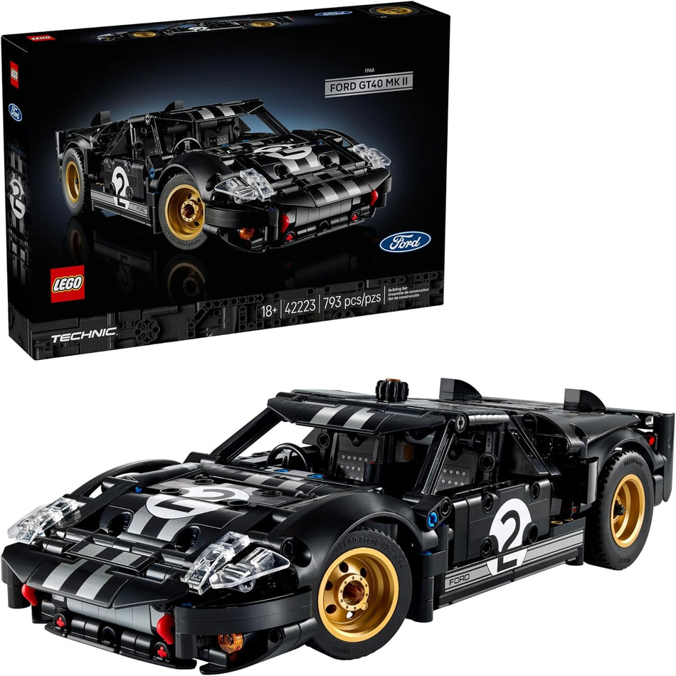 LEGO Technic 1966 Ford GT40 MKII Race Car Building Set for Adults - Collectible Toy W/Realistic Functions & Features for Adult Sports Car Fans, Ages 18+ - Gift Idea for Birthdays - 42223 (793 Pieces)