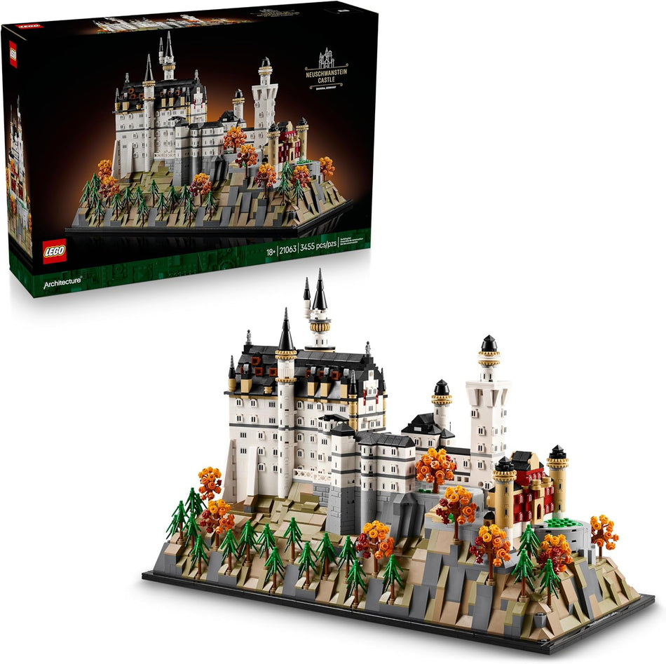 LEGO Architecture Neuschwanstein Castle Building Set - Collectible Bavarian Castle Model Kit for Adults, Ages 18+ - Home & Office Display Decor - Gift for Men & Women - 21063 (3,455 Pieces)