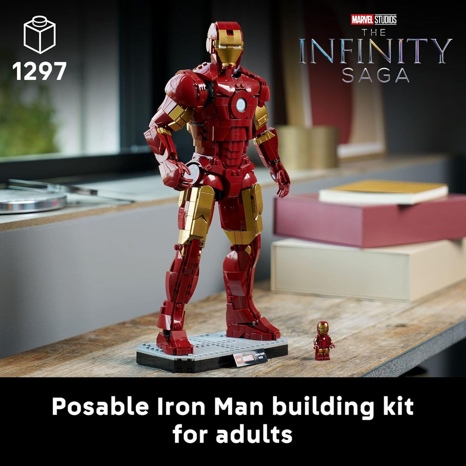 LEGO Marvel Iron Man Mark 3 Collectors’ Edition Building Set - Poseable Super Hero Construction Kit W/Mark 3 Minifigure for Adults, Ages 18+ - Collectible Gift Idea for Birthdays - 76344 (1,297 Pieces)