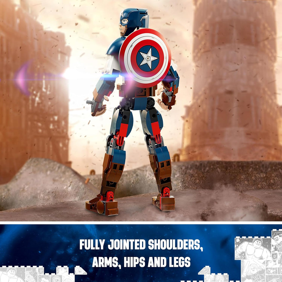 LEGO 76258 Marvel Captain America Construction Figure  Buildable Marvel Action Figure, Posable Marvel Collectible with Attachable Shield for Play and Display, Avengers Toy
