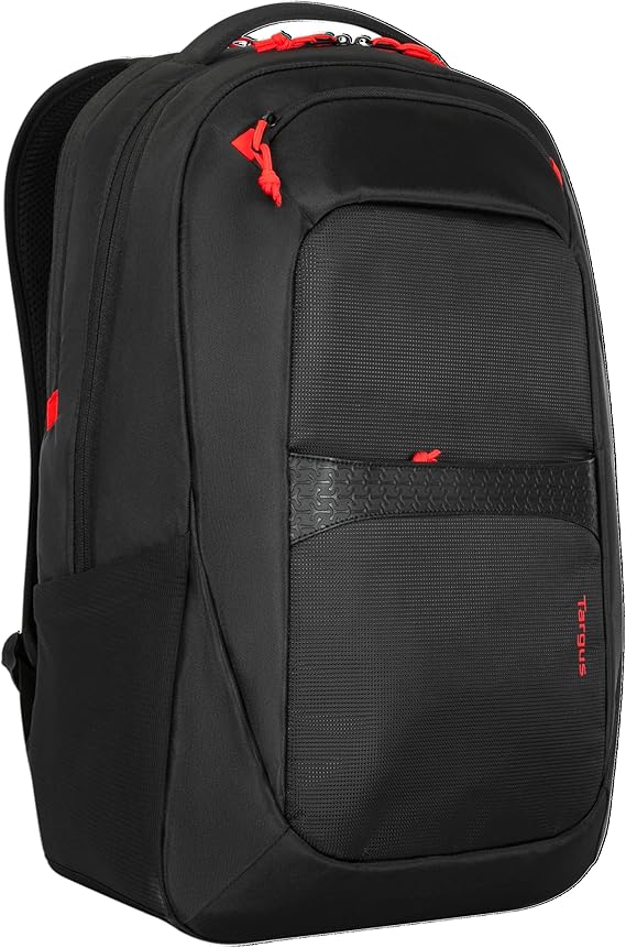 Targus 17.3” Strike II Gaming Backpack (Dedicated Padded Laptop Compartment, Oversized 27L Capacity, Integrated Rain Cover, Customizable Loop Straps, Black)