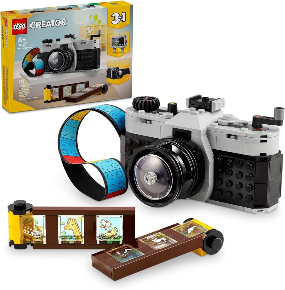 LEGO 31147 Creator 3 in 1 Retro Camera Toy, Transforms from Toy Camera to Retro Video Camera to Retro TV Set