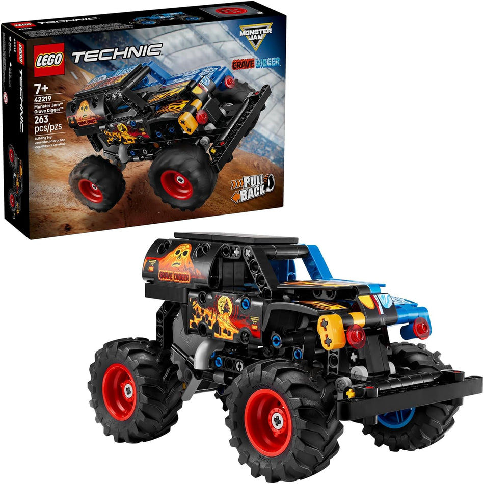 LEGO Technic Monster Jam™ Grave Digger™ Fire and Ice Building Toy for Boys & Girls - Monster Truck Toy W/Pull-Back Racing Action for Kids, Ages 7+ - Gift Idea for Birthdays - 42219 (263 Pieces)