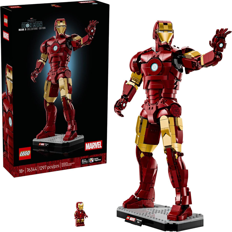 LEGO Marvel Iron Man Mark 3 Collectors’ Edition Building Set - Poseable Super Hero Construction Kit W/Mark 3 Minifigure for Adults, Ages 18+ - Collectible Gift Idea for Birthdays - 76344 (1,297 Pieces)