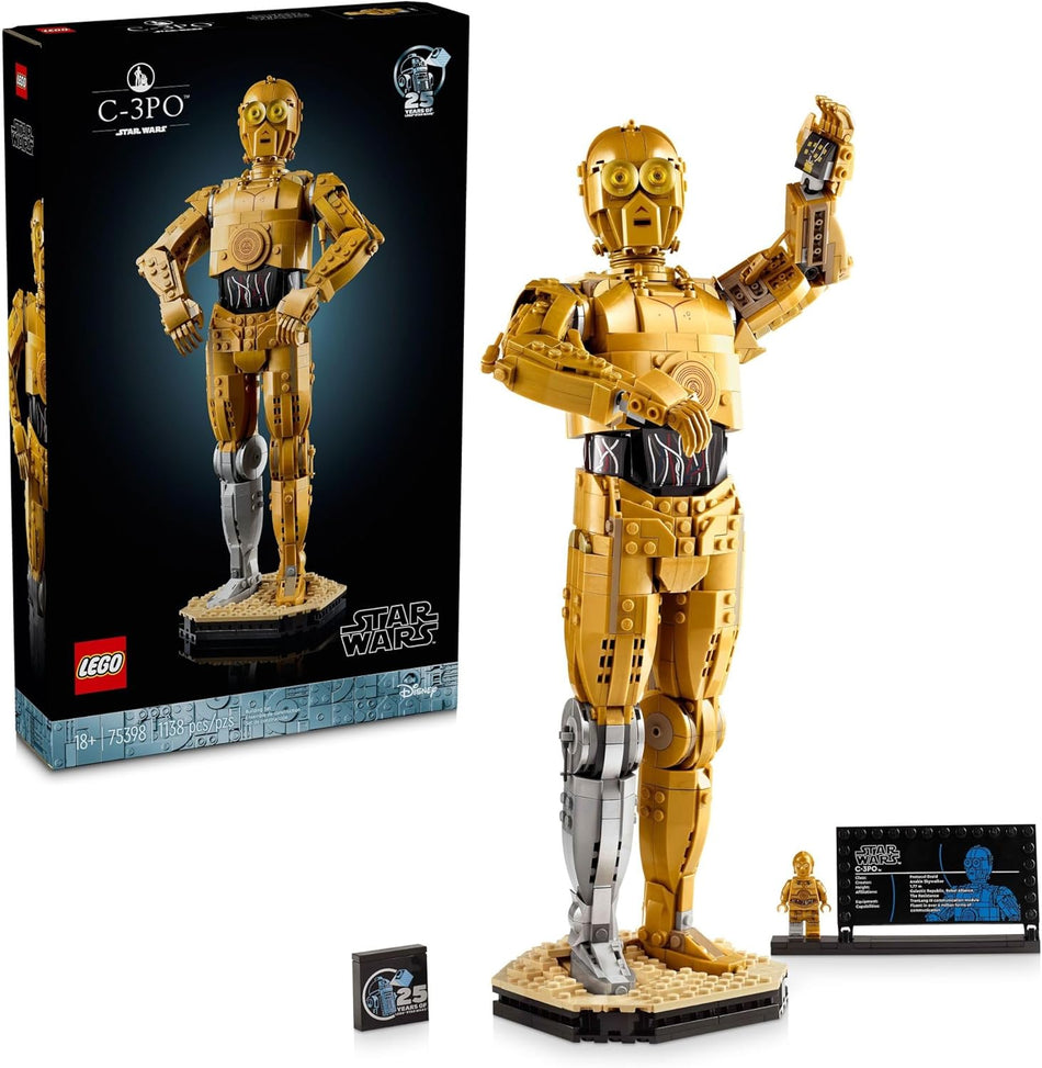 LEGO Star Wars C-3PO™ Buildable Droid Figure - Build and Display Model with C-3PO Minifigure, Star Wars Collectible for Home or Office Décor, Nostalgic Gift Idea for Adults, Fans or Collectors - 75398 (1,138 Pieces)
