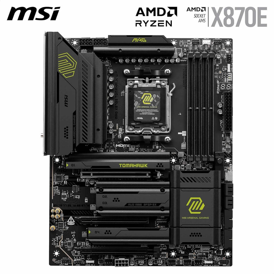 MSI MAG X870E TOMAHAWK MAX WIFI AM5 Motherboard - Dual Chipset, 14+2+1 Duet Rail 80A VRM, PCIe 5.0, 5G LAN, Wi-Fi 7, Dual USB4 40Gbps Ports