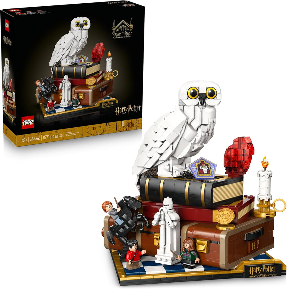 LEGO Harry Potter Sorcerer’s Stone – Collectors’ Edition Building Set for Adults - DIY Craft Kit for Women & Men, Ages 18+ - Buildable Hedwig & 3 Minifigures - Gift Idea for Birthdays - 76466 (1,571 Pieces)