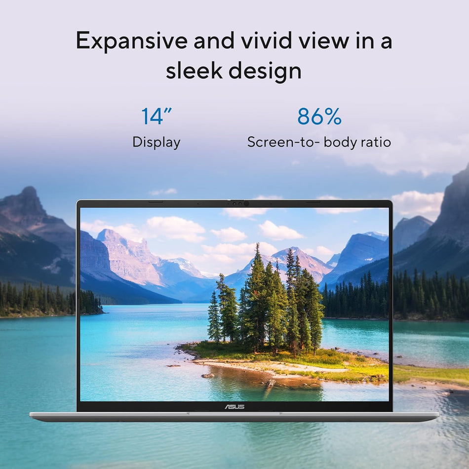 ASUS Vivobook 14 Laptop, 14” WUXGA 60Hz Display, Qualcomm Snapdragon X, Qualcomm Adreno GPU, 16GB RAM, 512GB SSD, Windows 11, Cool Silver, X1407QA-BS56