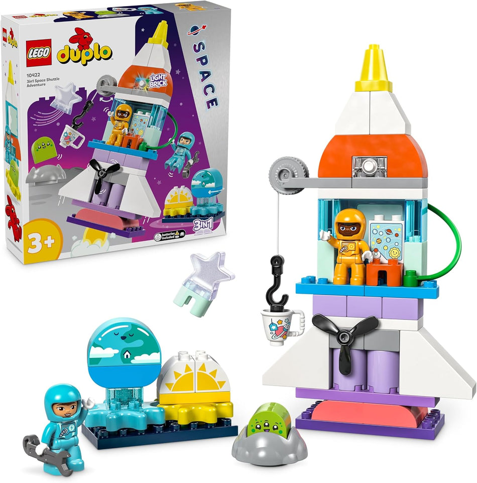 LEGO DUPLO 10422 3 in 1 Space Shuttle Adventure Bricks Set, Rocket Toy