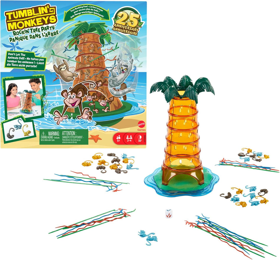 Mattel Games Tumblin' Monkeys Rockin' Tree Party Kids Board Game (HTW65)