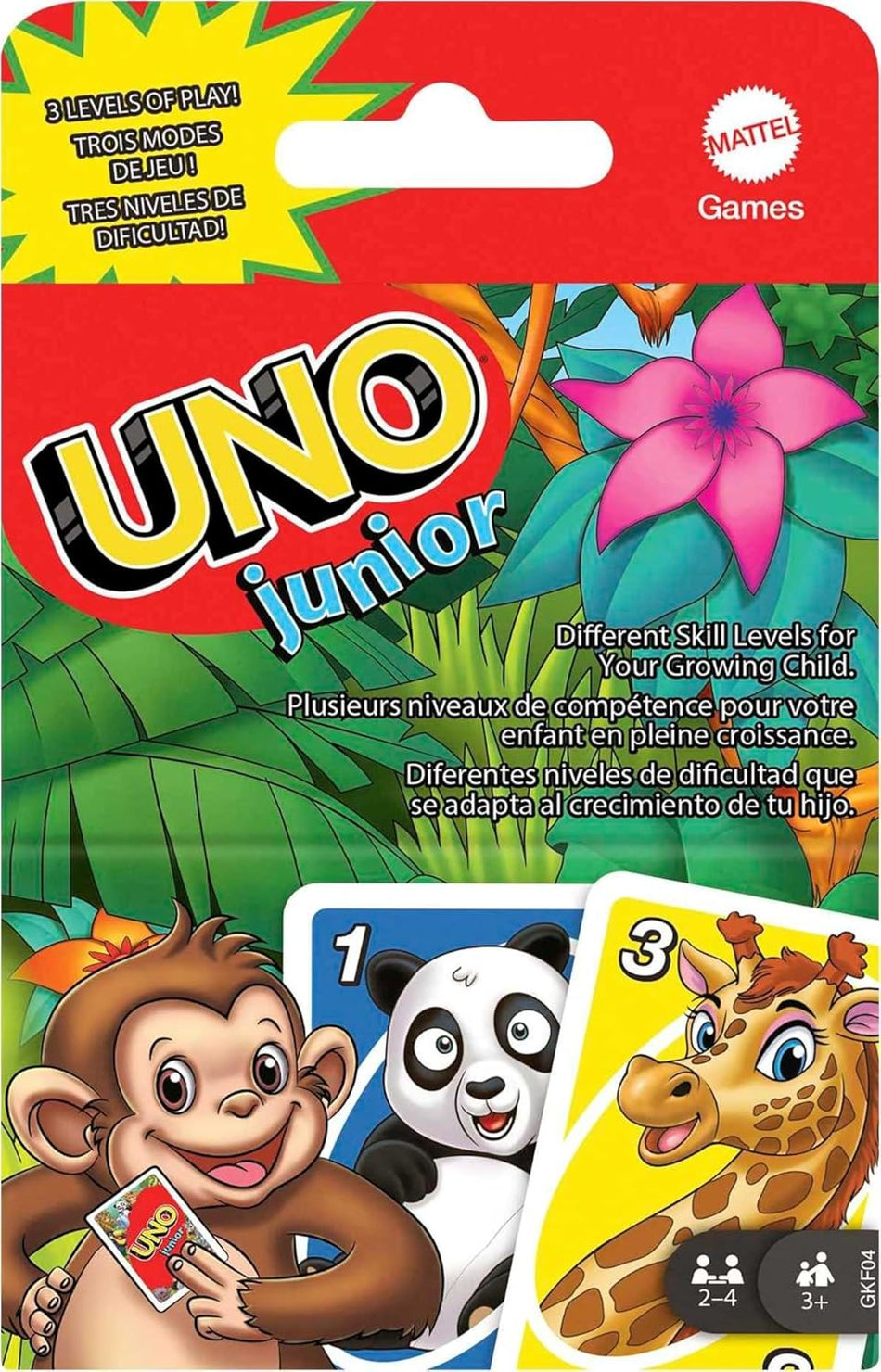 Mattel Games UNO Junior Refresh Card Game (GKF04) – 3-Level Kids Learning Gift for Kids 3 Years Old & Up Deck,
