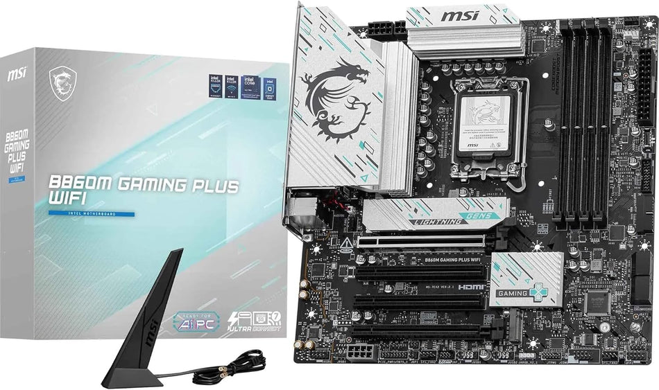 MSI B860M Gaming Plus WiFi, mATX Supports Intel Core Ultra Processors, LGA 1851 DDR5 PCIe 5.0 Gen5, Intel Killer Wi-Fi 7 Motherboard