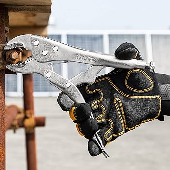 Ingco 10" Professional Curved Jaw Locking Pliers | 250mm Forged Carbon Steel Vise Grip Plier with Adjustable Tension & Quick Release Lever (HCJLW0210)