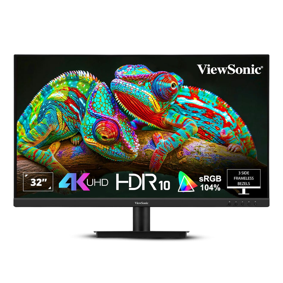 ViewSonic VA3208-4K-MHD (81.28cm) 32 Inch 4K UHD 3840x 2160 with Built-in Speakers, HDR10, sRGB 104%, Eye ProTech, SuperClear VA Panel, HDMI and DisplayPort