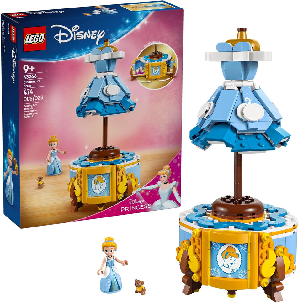 LEGO 43266 Disney Princess Cinderella’s Dress Kids Toy with Minidoll Character