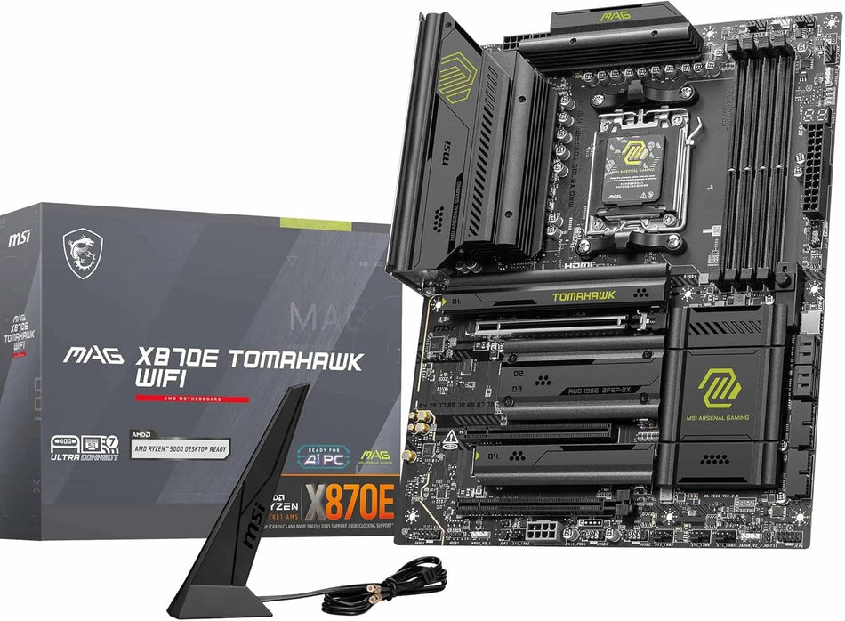 MSI MAG X870E TOMAHAWK MAX WIFI AM5 Motherboard - Dual Chipset, 14+2+1 Duet Rail 80A VRM, PCIe 5.0, 5G LAN, Wi-Fi 7, Dual USB4 40Gbps Ports