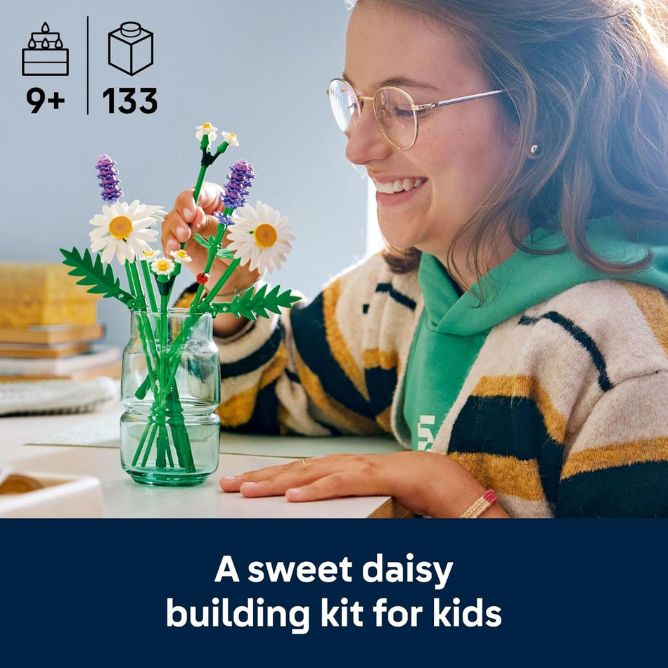 LEGO Botanicals Daisies Building Toy - Artificial Flowers Crafting Kit for Girls & Boys, Ages 9+ - Kids Room Decor for Book Shelf or Desk - Gift Idea for Birthdays - (11508)