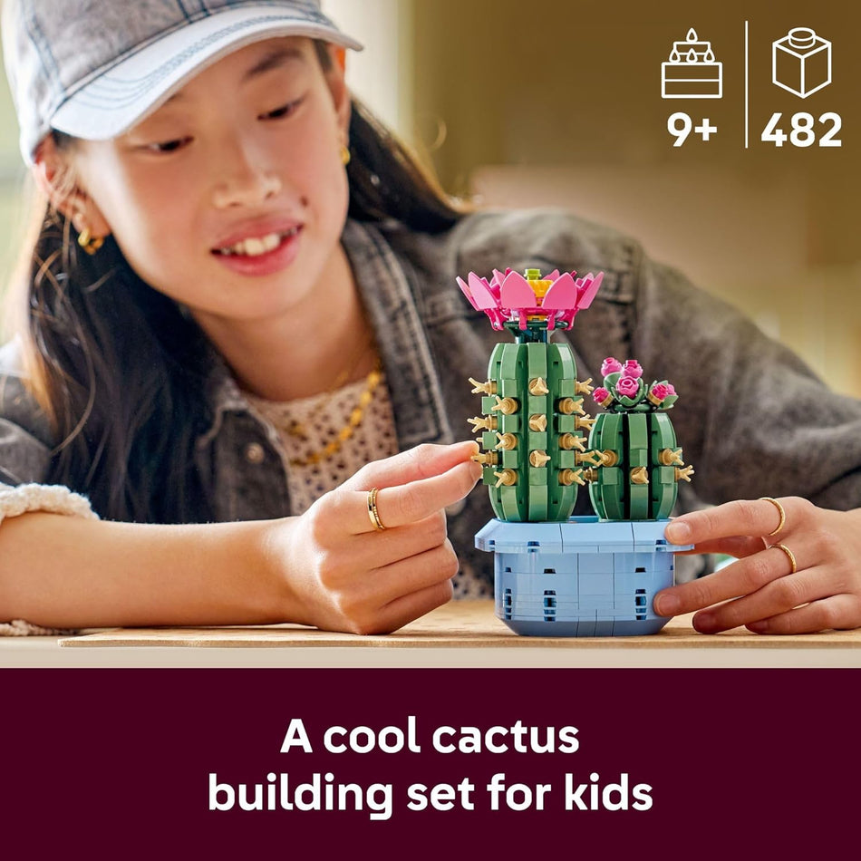 LEGO Botanicals Flowering Cactus Building Toy - Crafting Kit for Girls & Boys, Ages 9+ - Gift for Birthdays - Cactus Room Decor for Display for Bedroom or Book Shelf - 11509 (482 Pieces)