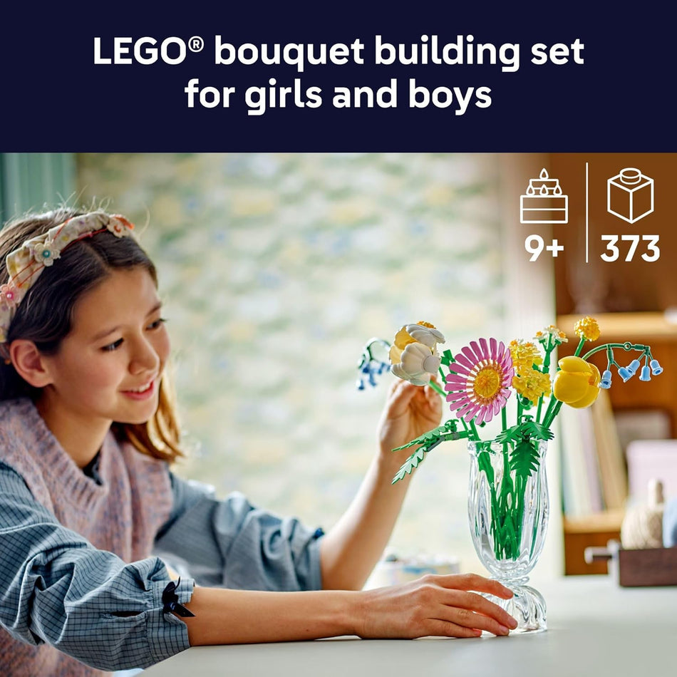 LEGO Botanicals Petite Sunny Bouquet Building Toy - DIY Floral Arrangement for Girls & Boys, Ages 9+ - Gift for Birthdays - Bedroom, Desk, Home Decor - 10347 (373 Pieces)