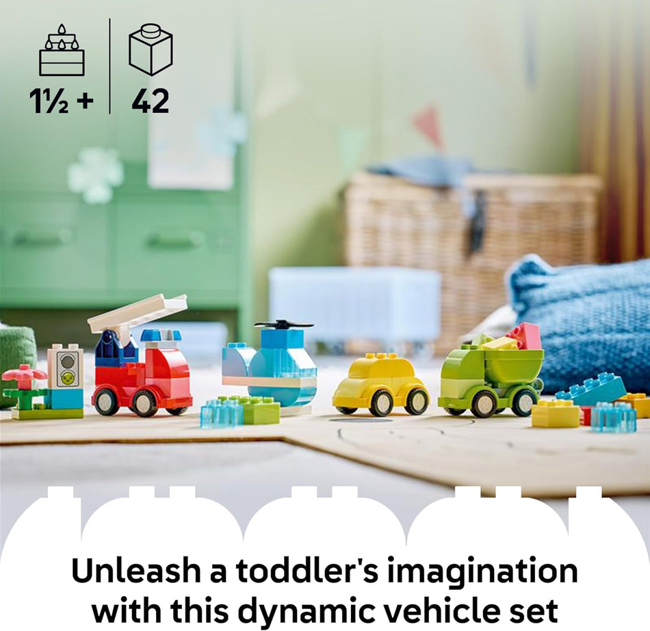 LEGO DUPLO Creative Vehicles - Educational Sorting Toy for Toddlers w/Cars & Trucks - Fine Motor Skills Development Set - Birthday Gift for 1+ Year Old Babies, Boys & Girls - 10474 (42 Pieces)