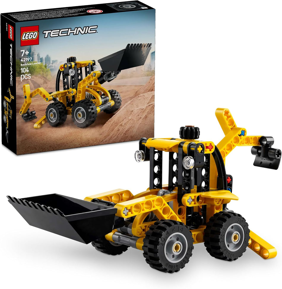 LEGO Technic Backhoe Loader Construction Vehicle Toy for 7+ Year Old Boys & Girls - Building Set with Back Digger, Scoop and Outriggers - Birthday Gift Idea 42197 (104 Pieces)