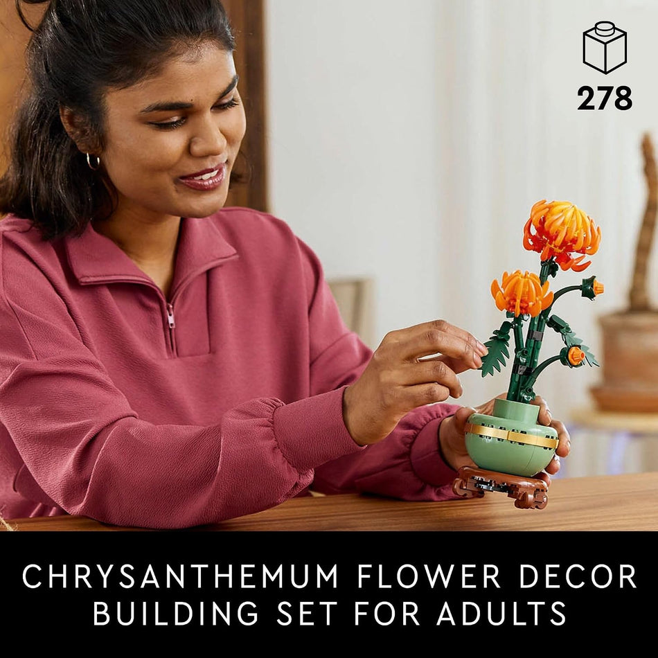 LEGO Botanicals Chrysanthemum Building Set for Adults Ages 18+ - Artificial Flower for Dinner Table Centerpieces & Decoration - Gift for Birthdays - 10368 (278 Pieces)