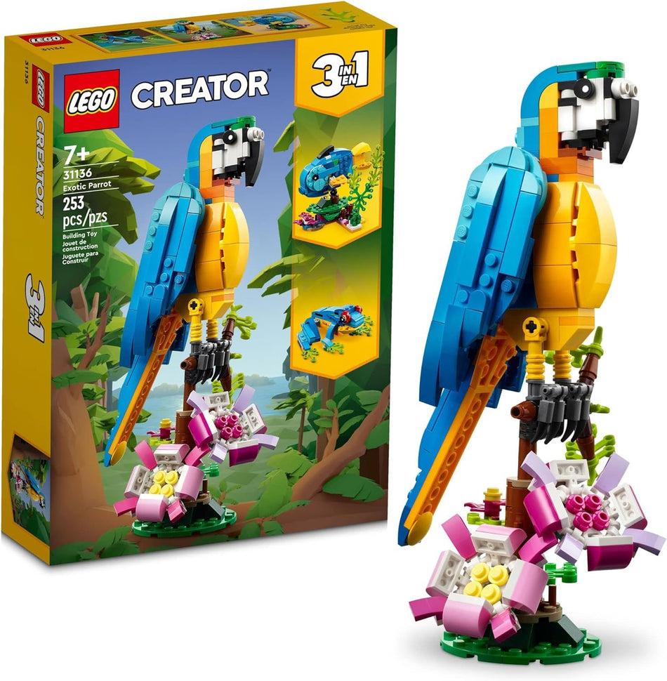 LEGO 31136 Creator 3 in 1 Exotic Parrot Building Toy Set