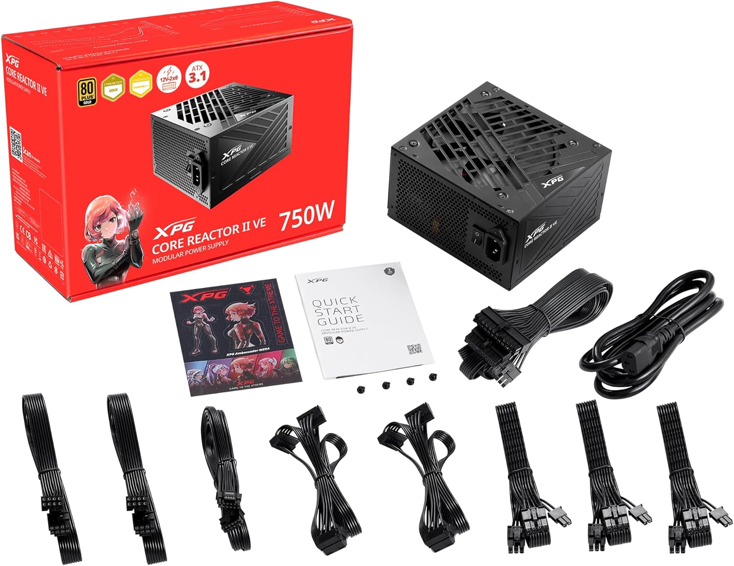 XPG CORE REACTOR II VE 750W モジュラー電源 XPG CORE REACTOR II VE, 750W 80 PLUS GOLD PSU,FDB 120mm fan