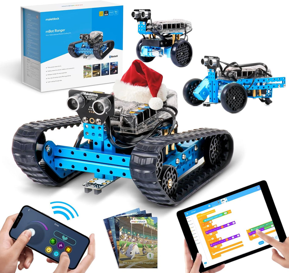 Makeblock mBot Ranger: 3-in-1 Robotics Kit for Building Robots from Scratch Learning with Coding Box, 16 Coding Projects STEM Science Kit, Robot Toys Gift for Kids Ages 10+ (90092)
