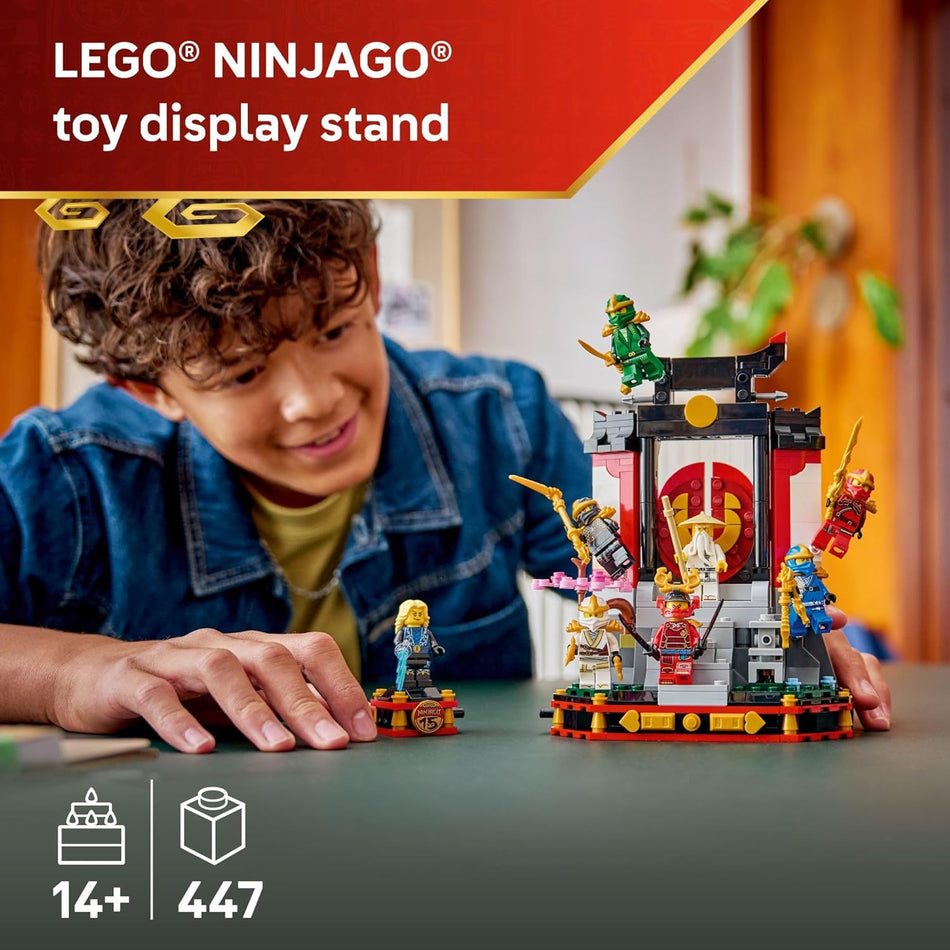 LEGO NINJAGO Ninja Character Display 15th Anniversary Building Toy for Kids, Ages 14+ - Ninja Playset W/Elemental Master of Lightning + 8 Minifigures - Gift Idea for Teen Boys & Girls - 71866 (447 Pieces)