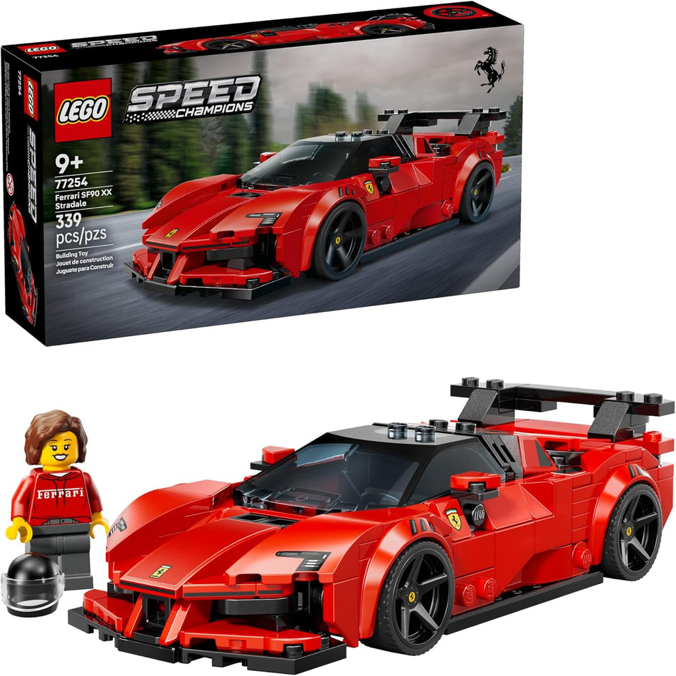 LEGO Speed Champions Ferrari SF90 XX Stradale Sports Car Building Toy for Kids - Building Set W/Ferrari Driver Minifigure for Boys & Girls, Ages 9+ - Gift Idea for Birthdays - 77254 (339 Pieces)
