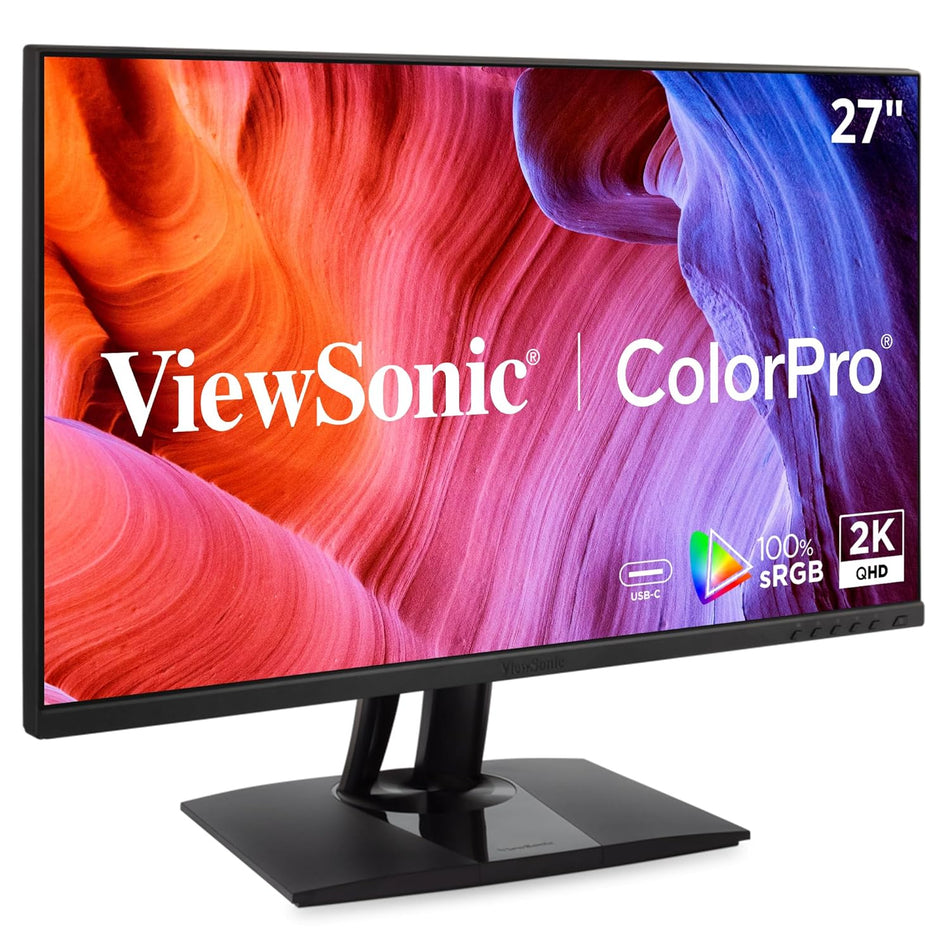 ViewSonic VP2756A-2K 27 Inch IPS QHD 1440p Monitor 100% sRGB Rec 709, 90W USB C HDMI USB and DisplayPort Inputs