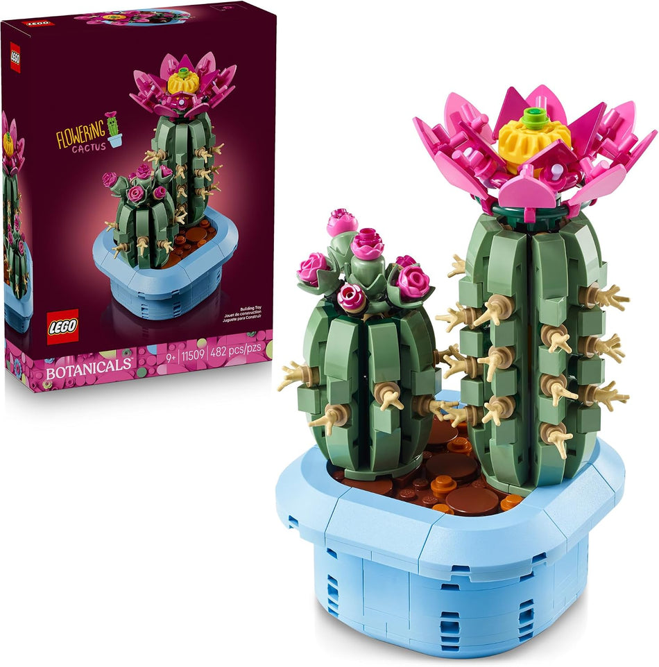 LEGO Botanicals Flowering Cactus Building Toy - Crafting Kit for Girls & Boys, Ages 9+ - Gift for Birthdays - Cactus Room Decor for Display for Bedroom or Book Shelf - 11509 (482 Pieces)