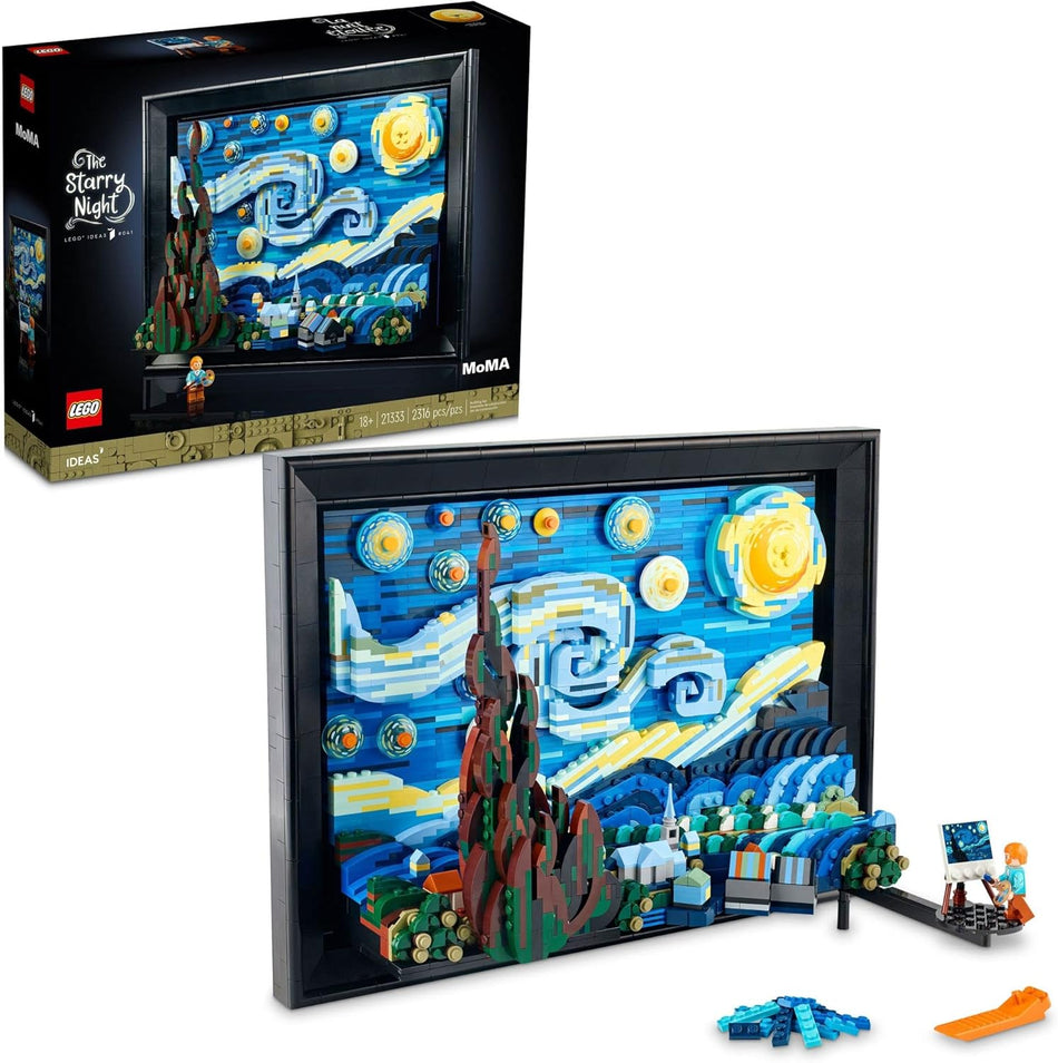 LEGO Ideas Vincent van Gogh - The Starry Night Building Set for Adults - 3D Wall Art Decor Model Kit for Men & Women, Ages 18+ - Collectible Museum Gift Idea - 21333 (2,316 Pieces)