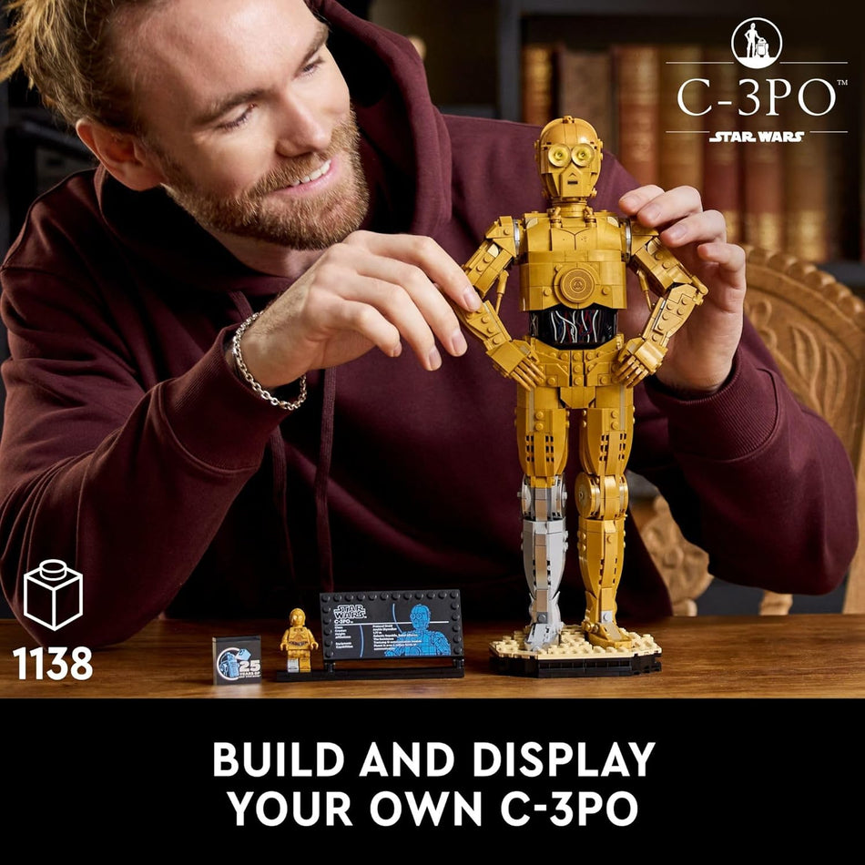 LEGO Star Wars C-3PO™ Buildable Droid Figure - Build and Display Model with C-3PO Minifigure, Star Wars Collectible for Home or Office Décor, Nostalgic Gift Idea for Adults, Fans or Collectors - 75398 (1,138 Pieces)