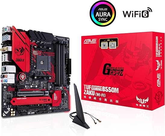 Motherboard ASUS TUF Gaming B550M-ZAKU (WI-FI) AMD AM4 (Ryzen 5000/3000) ATX Gundam Edition Gaming (PCIe 4.0, 2xM.2, 8+2 Power Stages, Intel WiFi 6, 2.5 Gb LAN,USB 3.2 Gen 2 Type-A and Type-C)