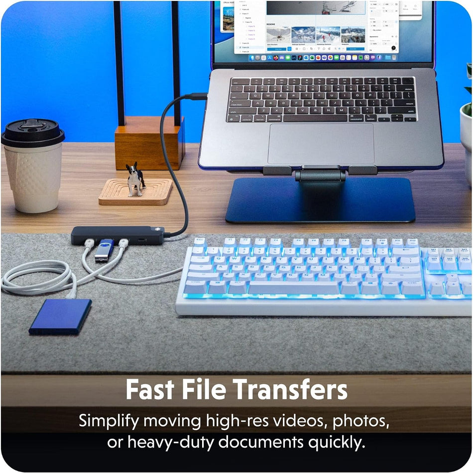 HyperDrive Flex USB Hub 4-Port Adapter — USB C Extender for Fast File Transfers & Multi-Device Connectivity — 4X 5Gbps Compatible w/Mac, PC, Chromebook (Black) -HD5201BKGL