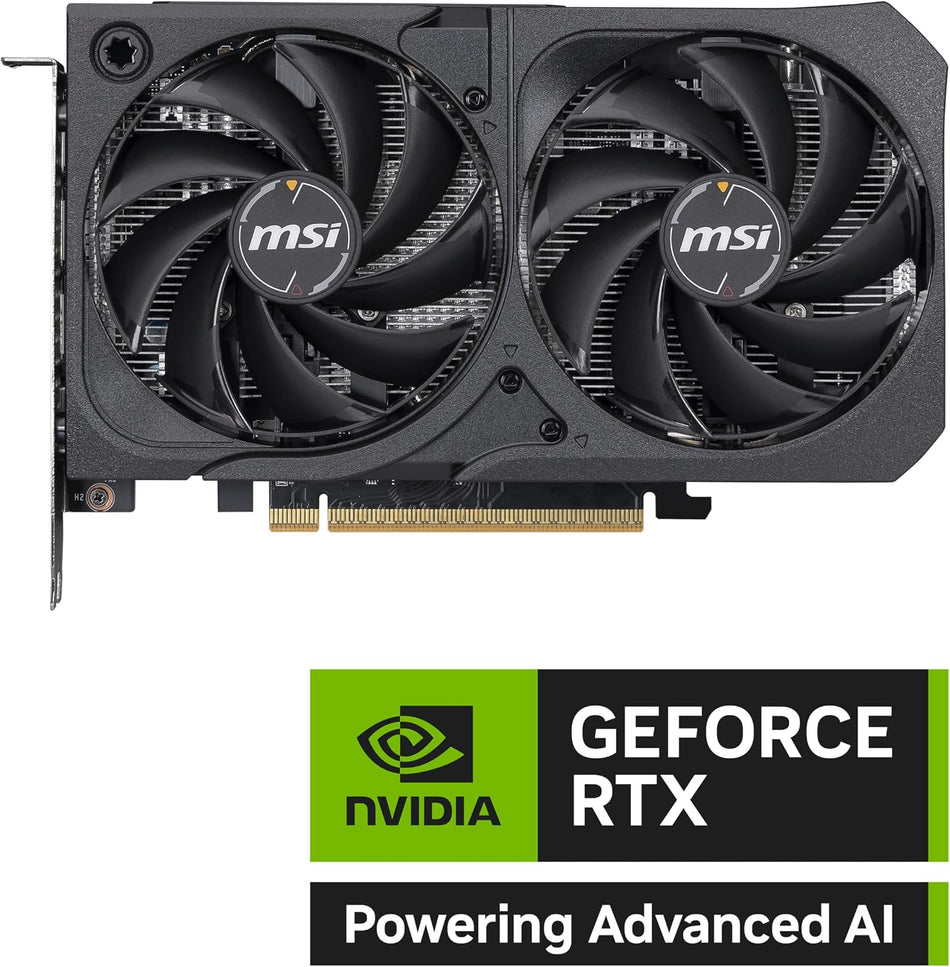 MSI Gaming RTX 5050 8G Shadow 2X OC Graphics Card (8GB GDDR6,128-bit, Extreme Performance: 2617 MHz, DisplayPort x3 2.1a, HDMI 2.1b, NVIDIA Blackwell Architecture) G5050-8S2C